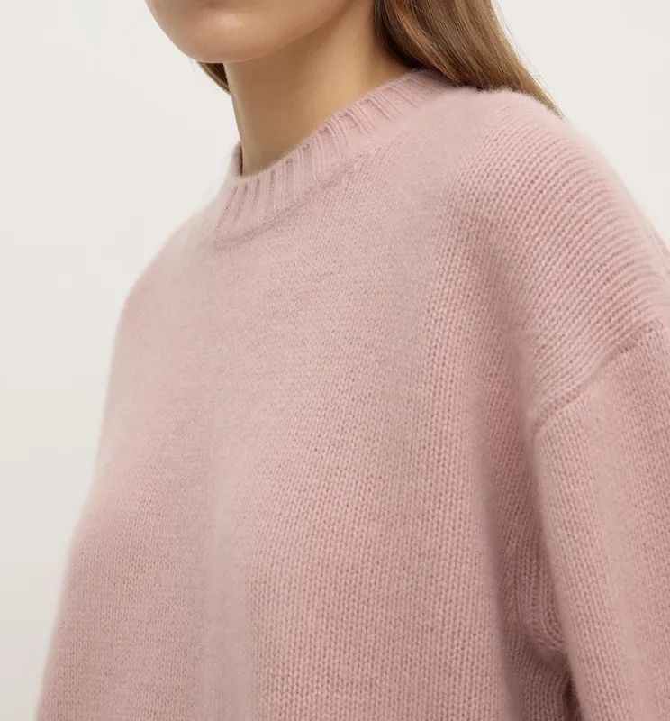 Blush Cashmere Crew-Neck Knit Sweater