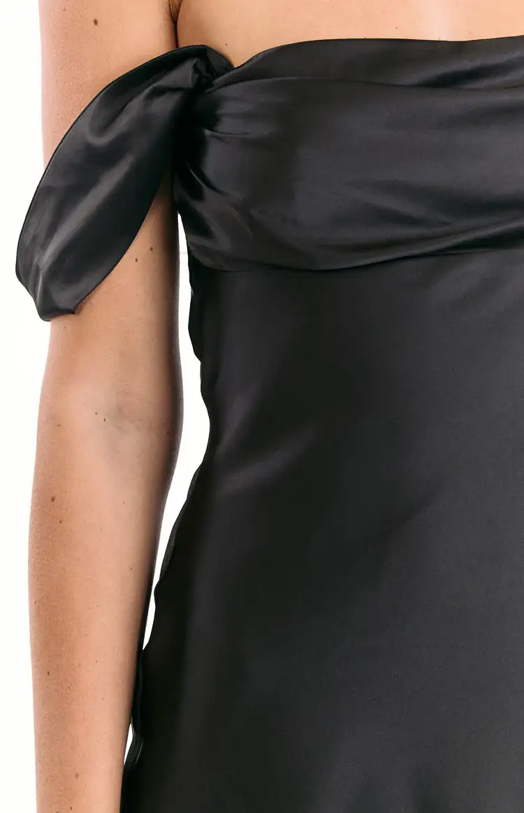 Satin Off the Shoulder Mini Dress