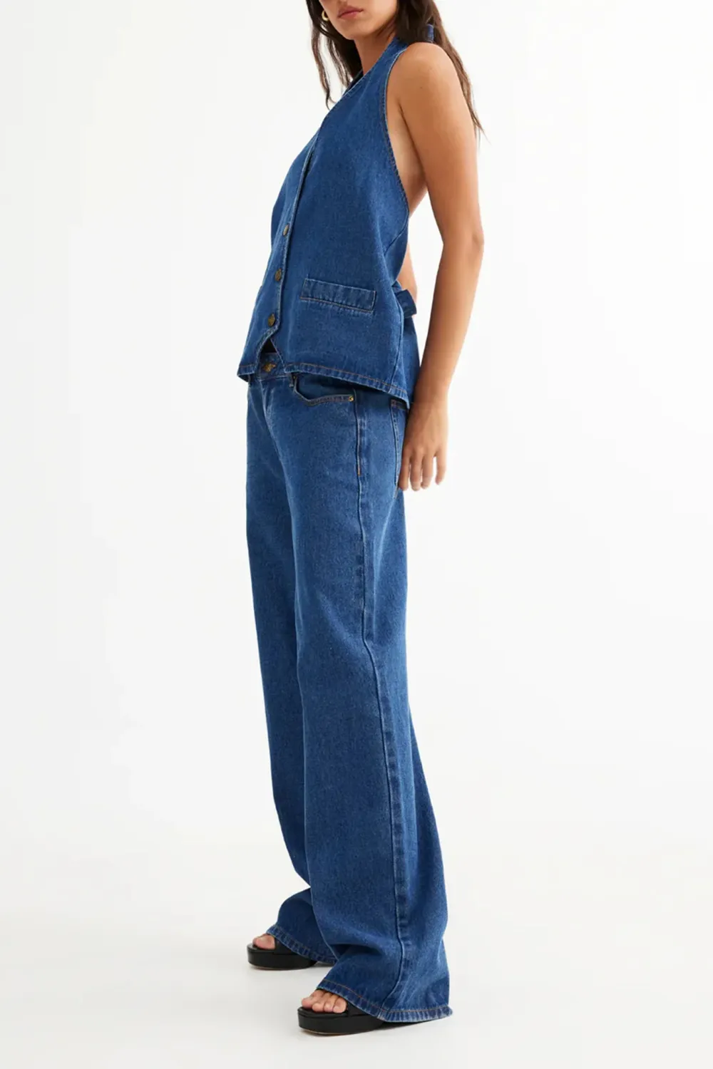 Designer Contrast Low-Rise Loose Jeans