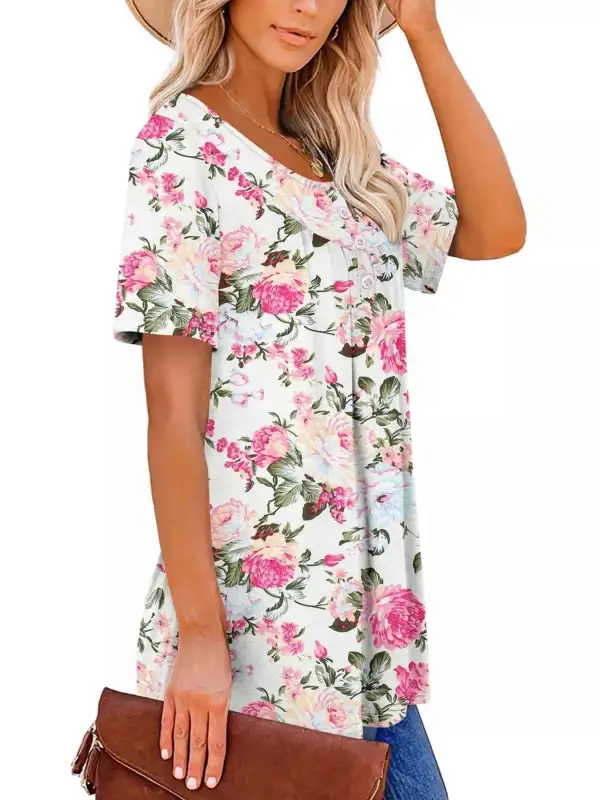 Floral Print Short Sleeve T-Shirt