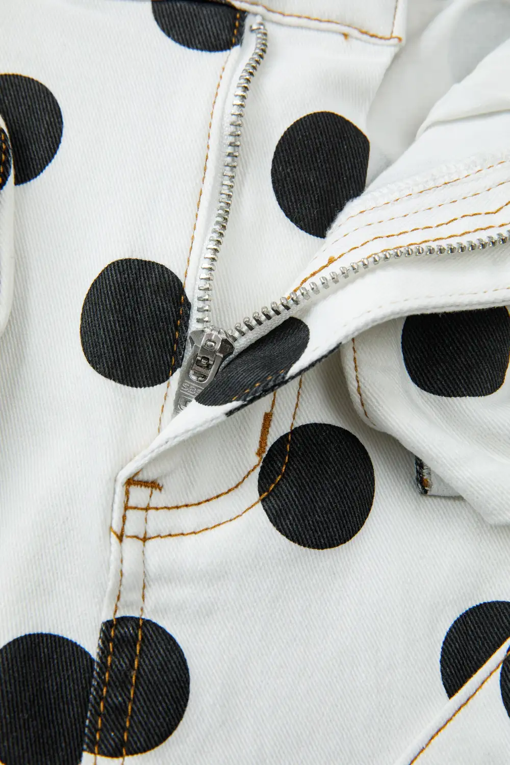Modern Polka Dot Print Bow Detail Pocketed Jeans