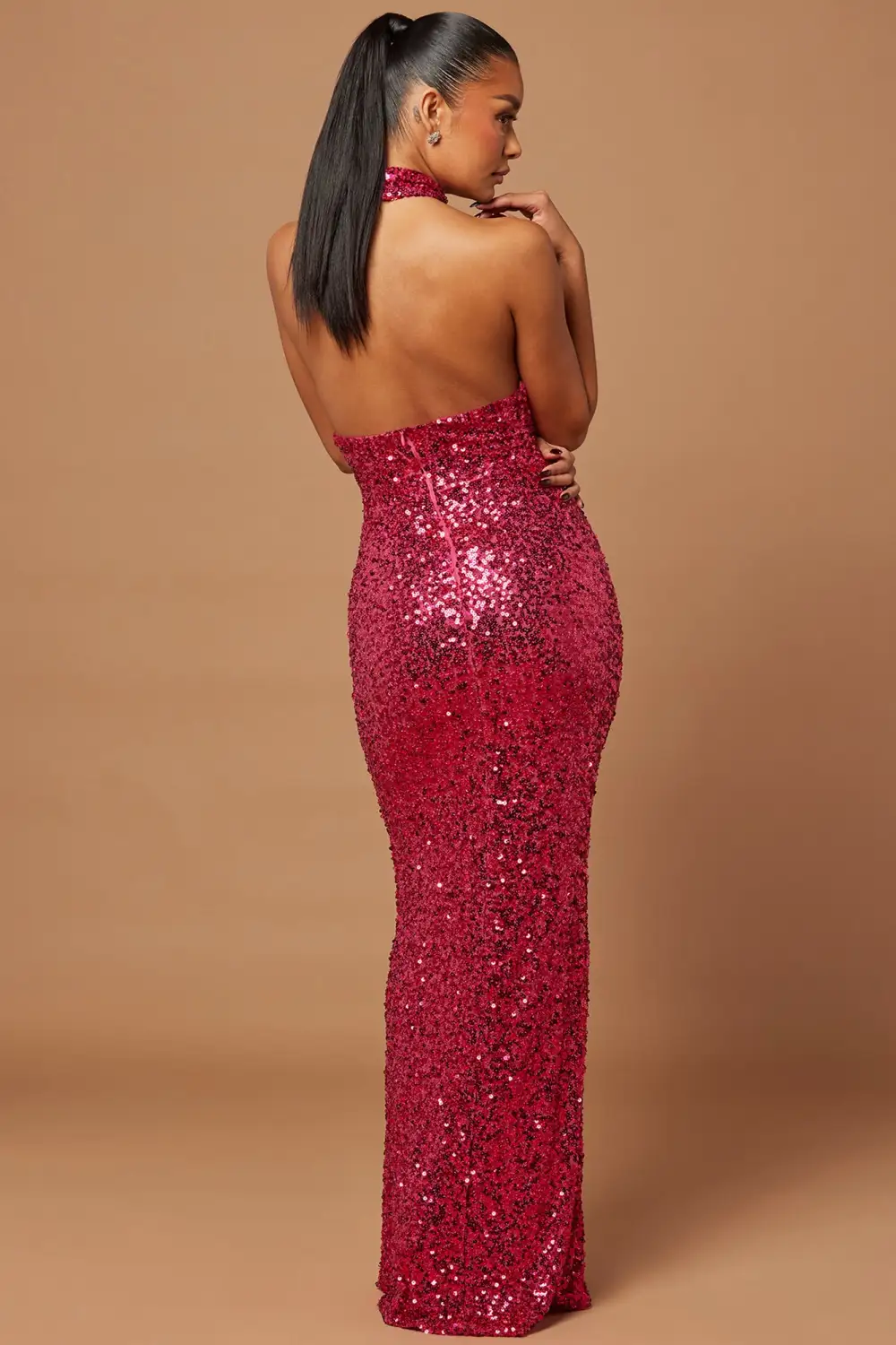 Charlotte Sequin Maxi Dress - Hot Pink