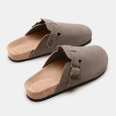 Buckle Suede Slides