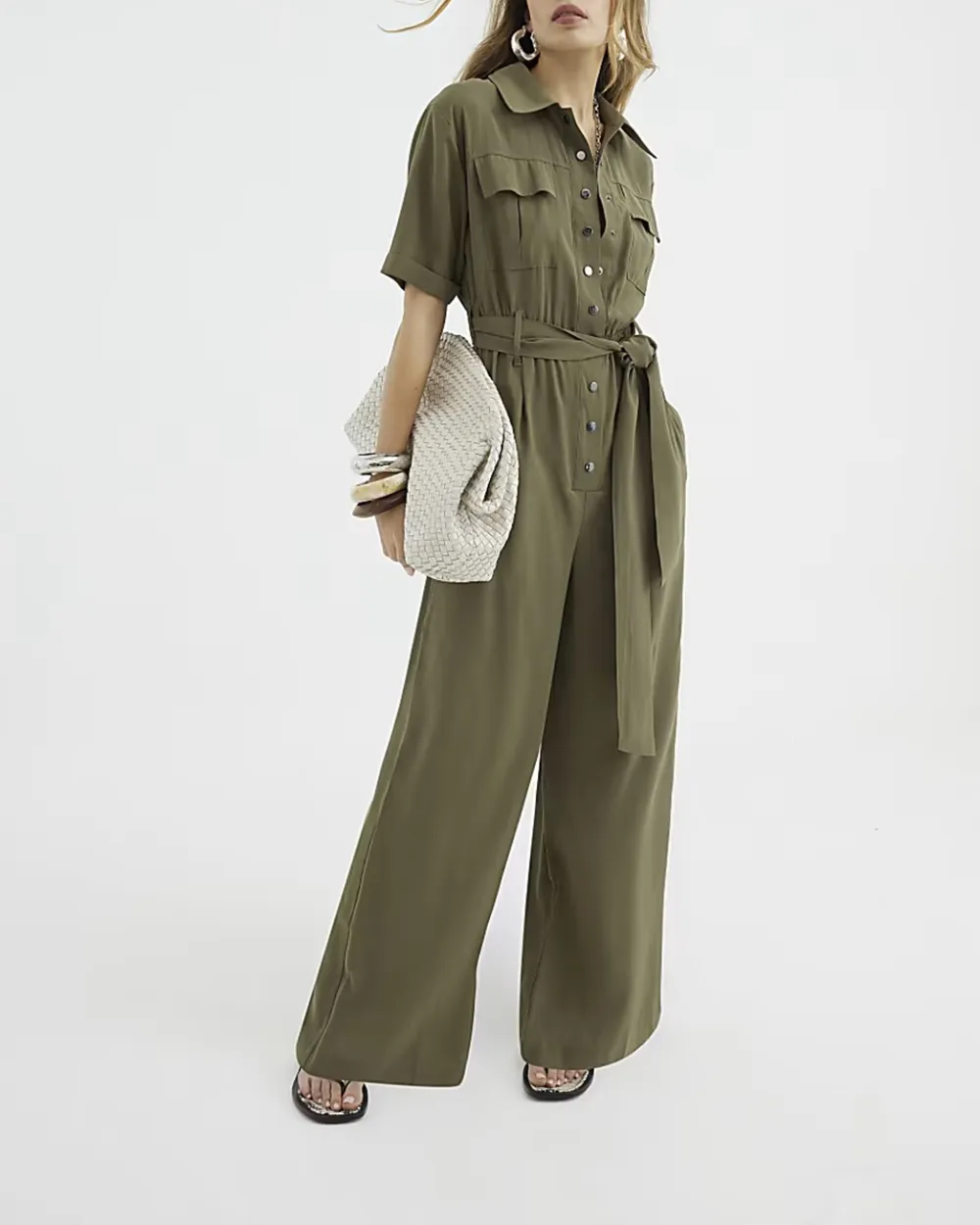 Long Pants Elegant Style Lapel Women's Jumpsuits