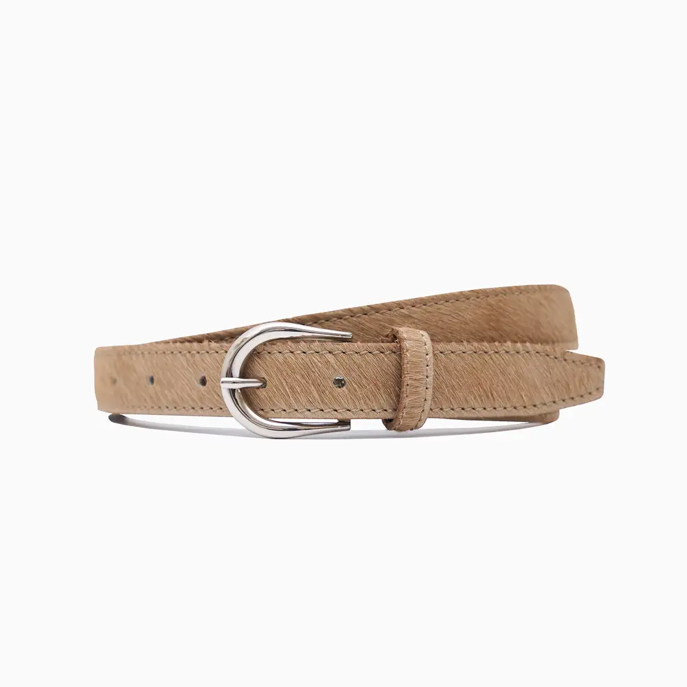 Polished Hair On Leather Waist Belt