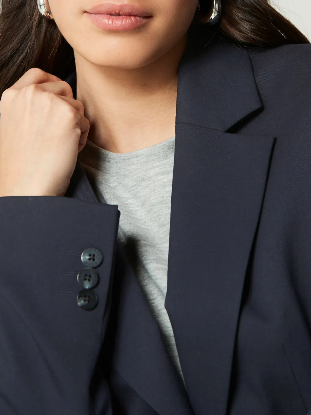 Loose Pleated Sleeve Suit Jacket
