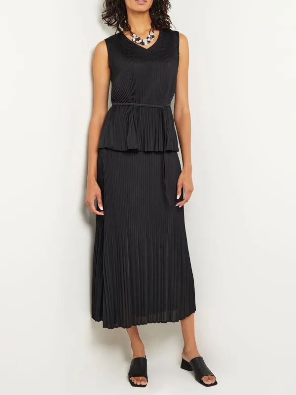 Waist Pleated V-Neck Vest