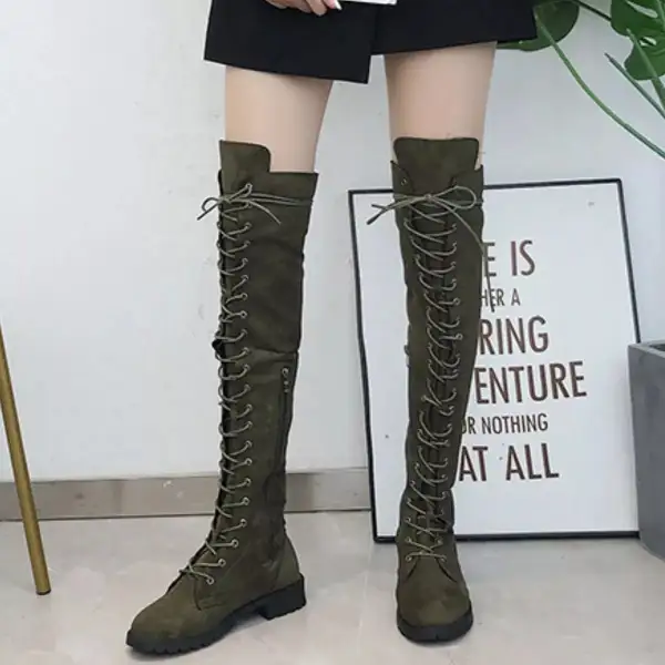 Lace-Up Over Knee Boots