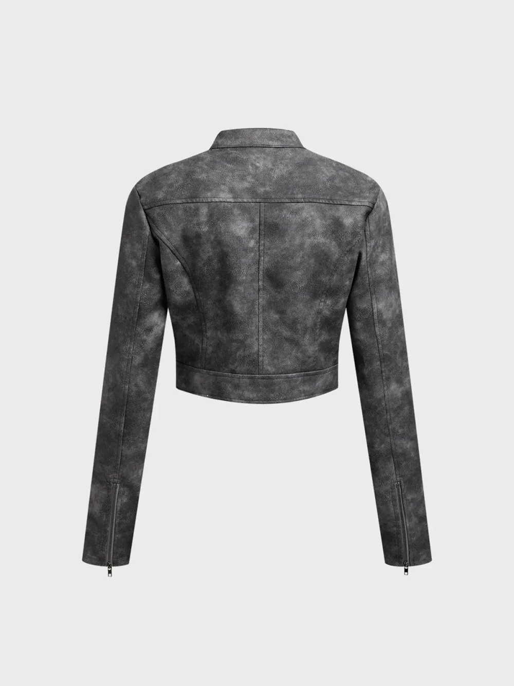 Pu Stand Collar Long Sleeve Jacket