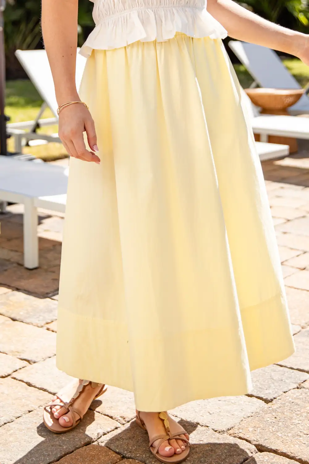 Utility Mid Rise Elastic Waist Cotton Blend Maxi Skirt