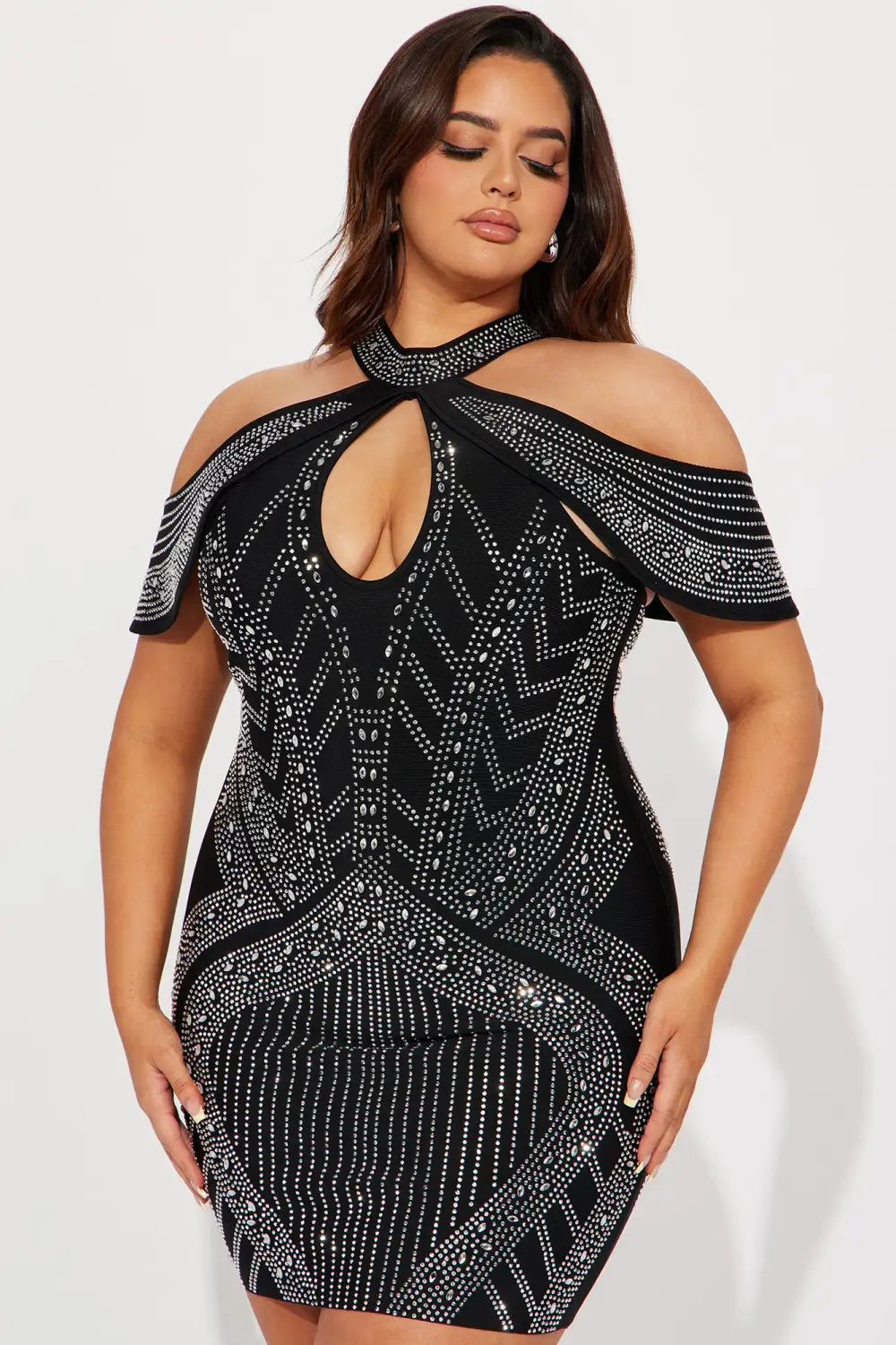 Kristy Embellished Mini Dress - Black/Silver