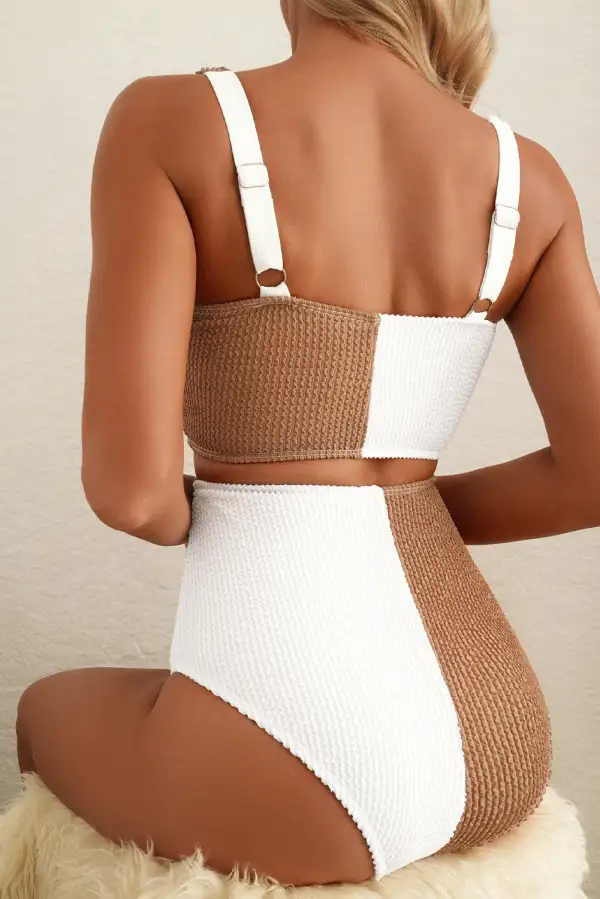 Resort Corded Colorblock Square Neck Bikini Set