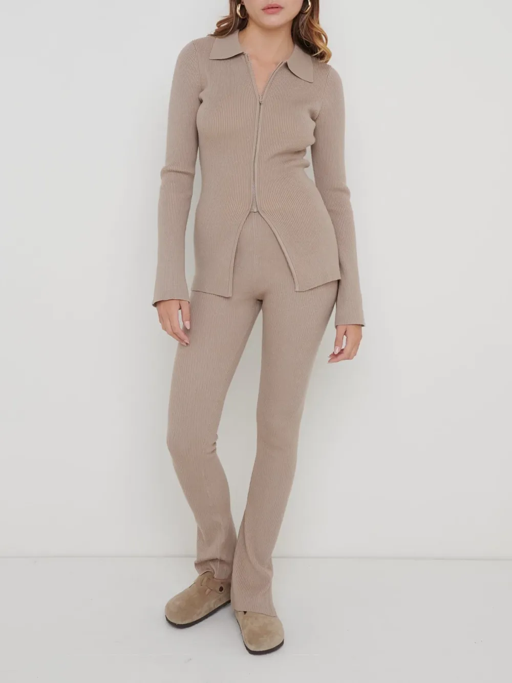 Split Hem Knit Trousers