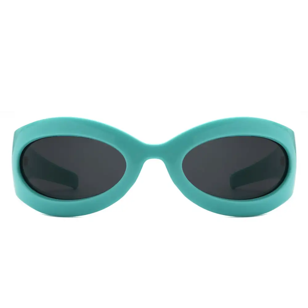 Patterned Oval Round Frame Sunglasses