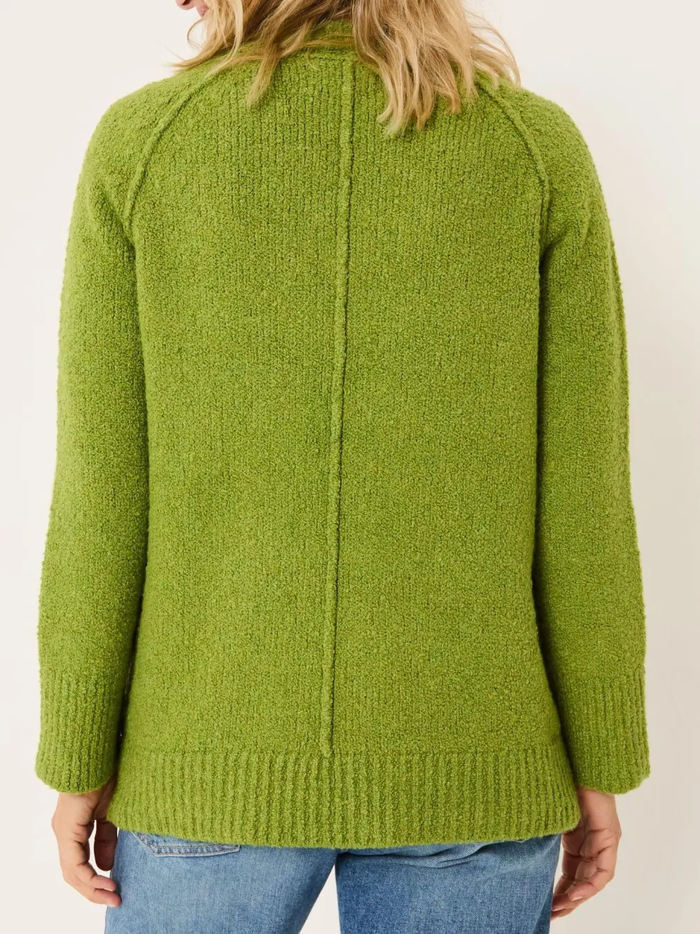 Green Bonnie Boucle V-Neck Jumper
