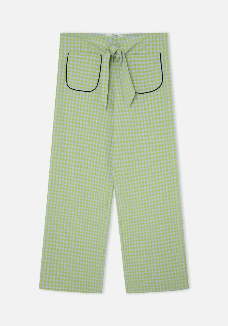 GREEN VICHY BOW PANTS