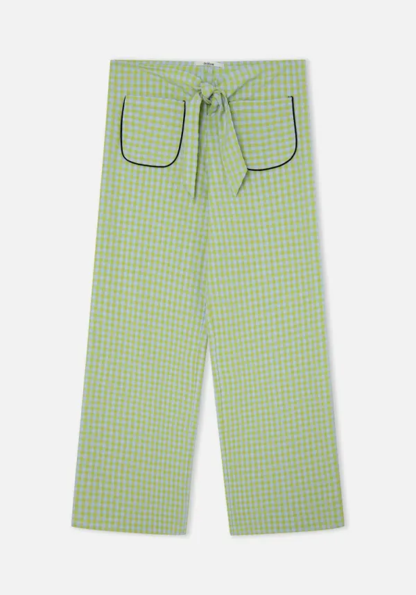 GREEN VICHY BOW PANTS