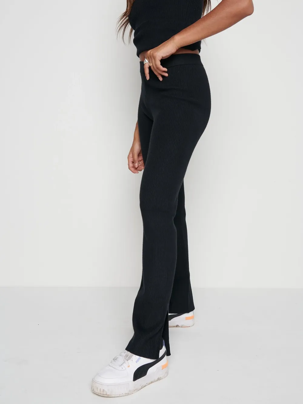 Split Hem Knit Trousers