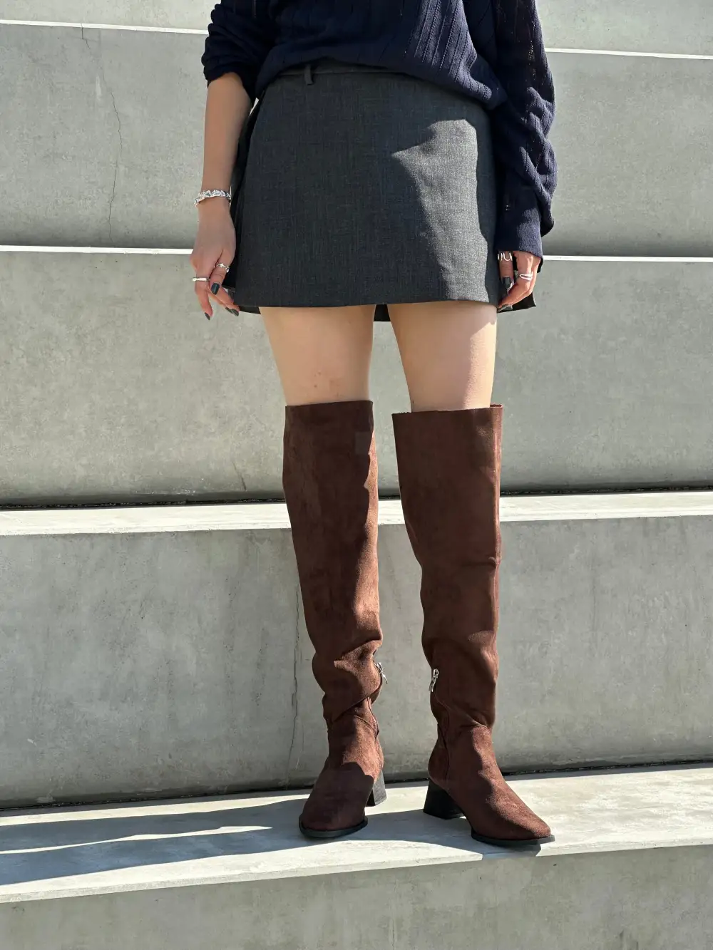Faux Suede Knee High Boots