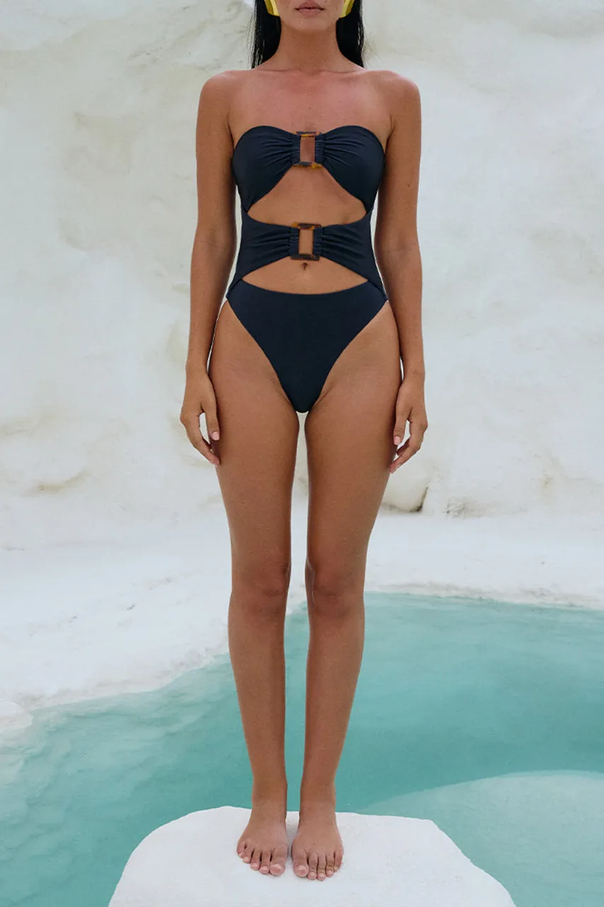 Pure Black High-End Designer Swimsuit