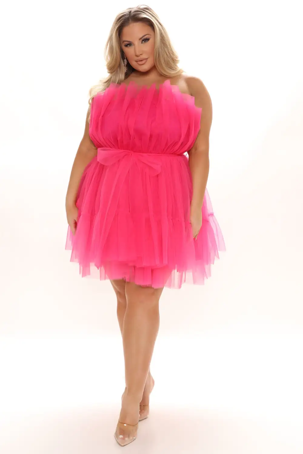 Exclusive Tulle Mini Dress - Hot Pink