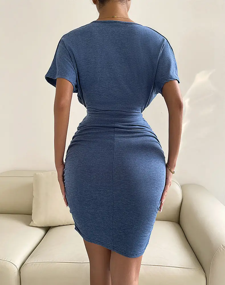 Knit V-Neck Waist-Skimming Dress