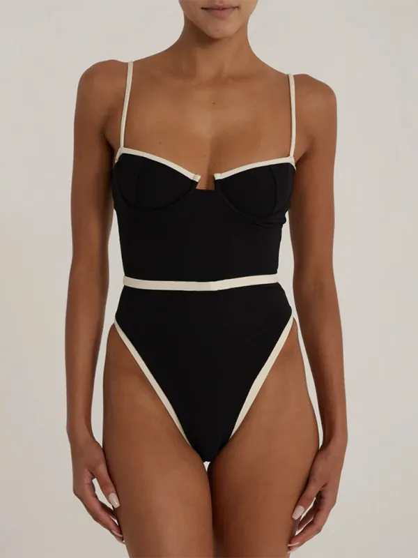 Splicing One Piece Swimsuit