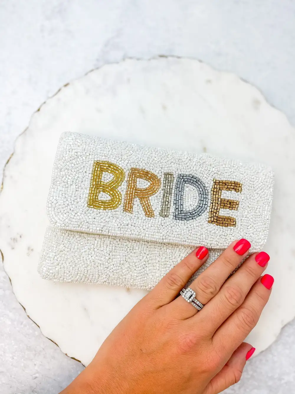 Petite Bride Beaded Crossbody Clutch