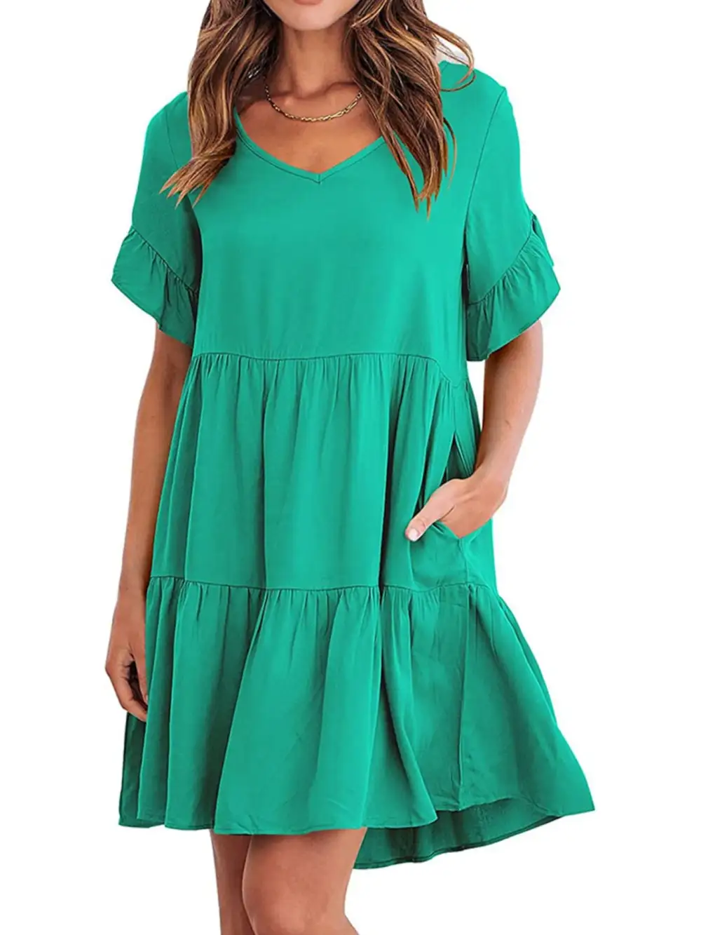 Relaxed Shape Ruffle Tiered Mini Dress