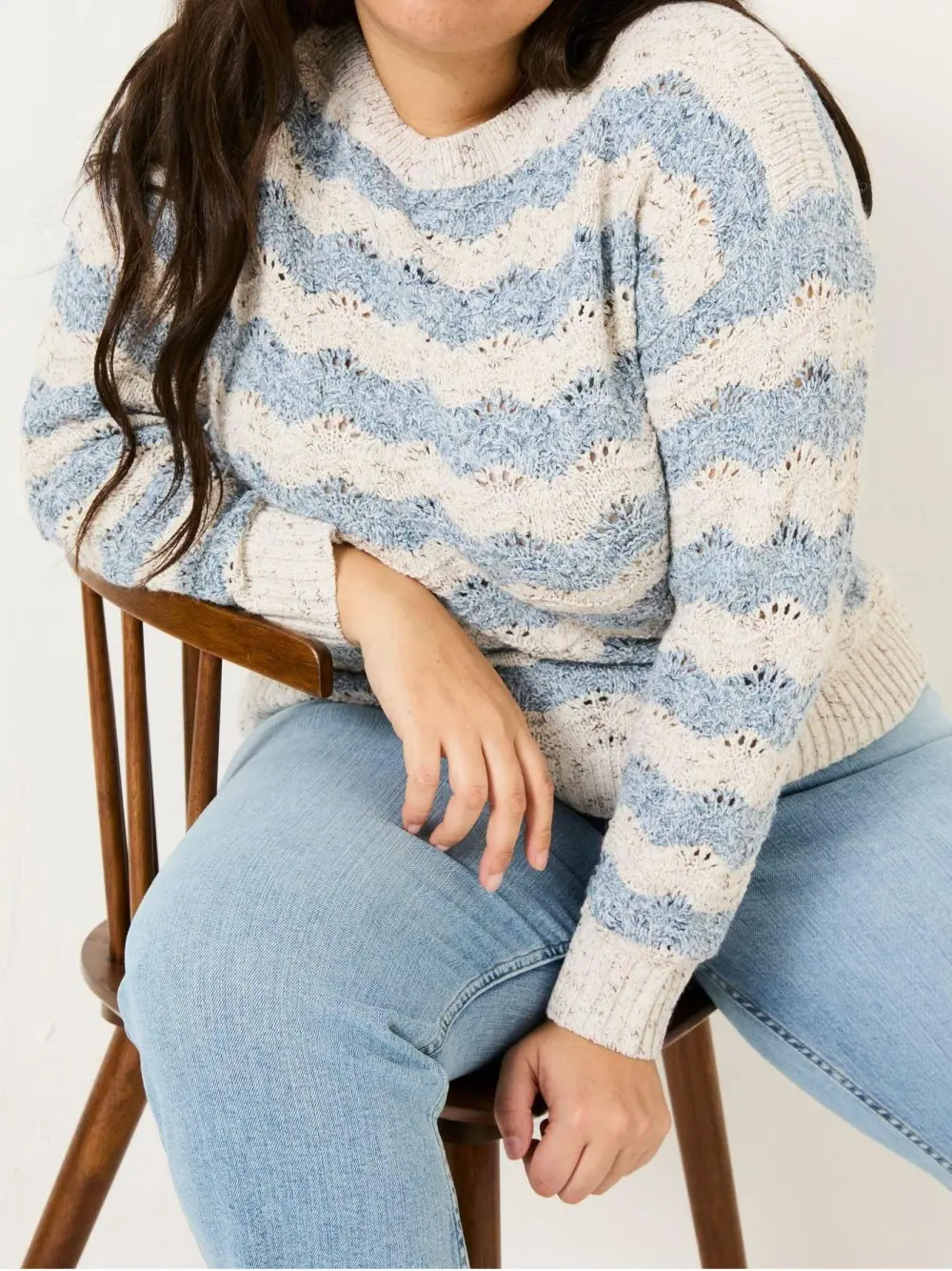 Natural Edith Texture Stripe Knitted Jumper