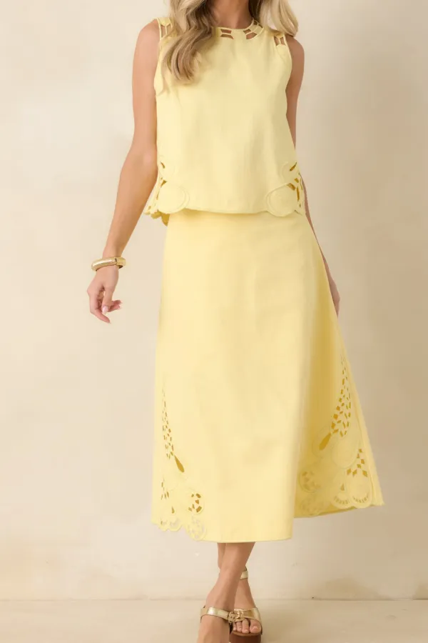 Imagine Cotton Cutwork Embroidery Midi Skirt