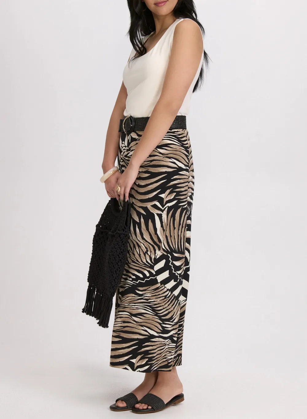 Casual A-Line Skirt With Abstract Pattern