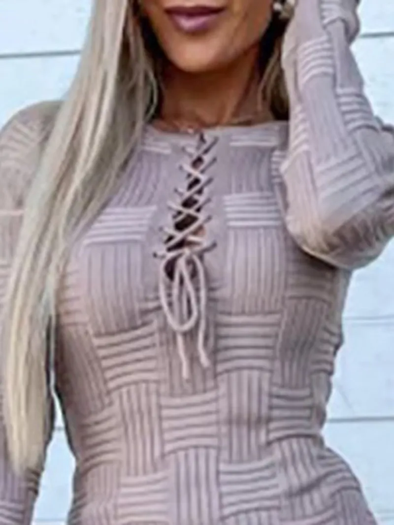 Casual Strappy Solid Color Knitted Dress