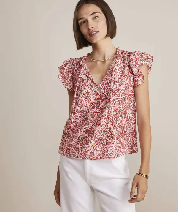 shaojunFenwick Paisley Ruffle Sleeve Top