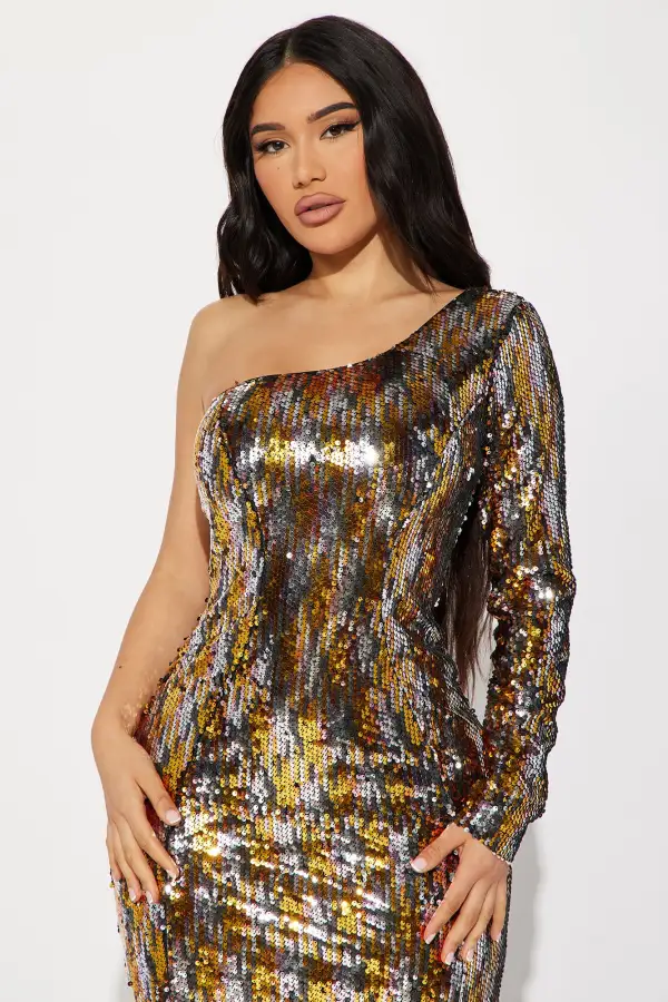 Chloe Sequin Maxi Dress - Gold/Multi