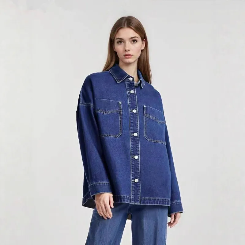 Washed Split-Hem Denim Shirt