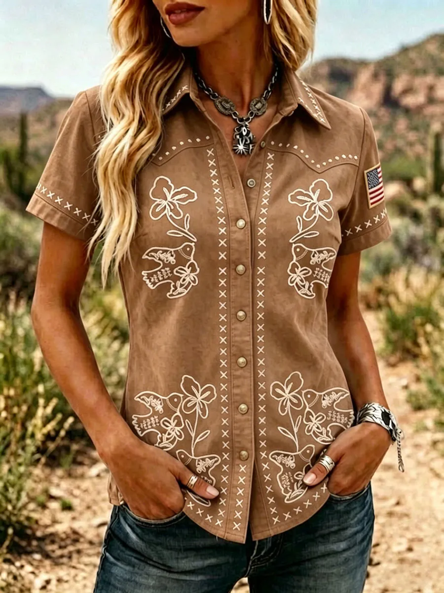 Women'S 250Th Anniversary American Western-Style Retro Shirt