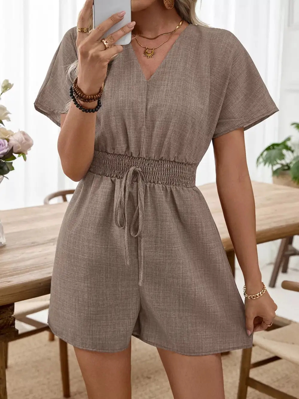 Drawstring Jumpsuit Romper