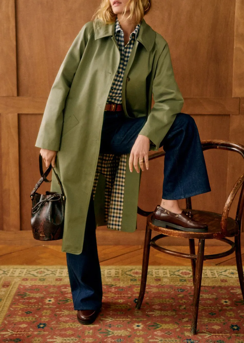 Dark Green Oversized Trench Coat