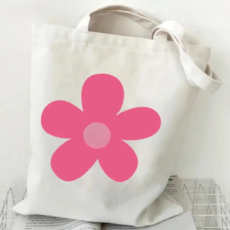 Groovy Retro Graphic Canvas Tote Bag