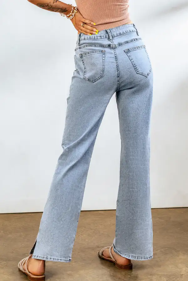 High Rise Slit Anklet Flare Jeans