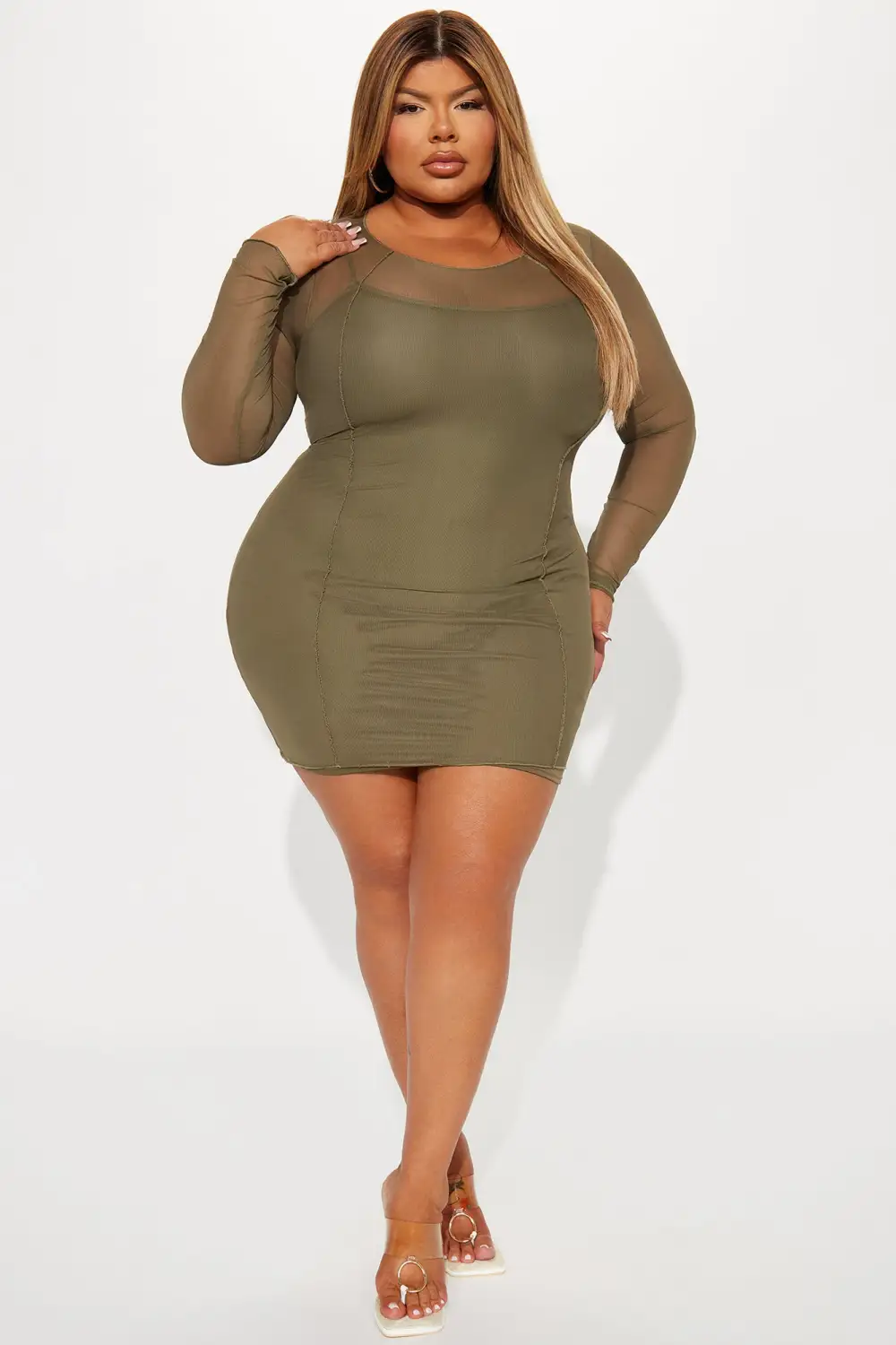 Feeling Fun Mesh Mini Dress - Green