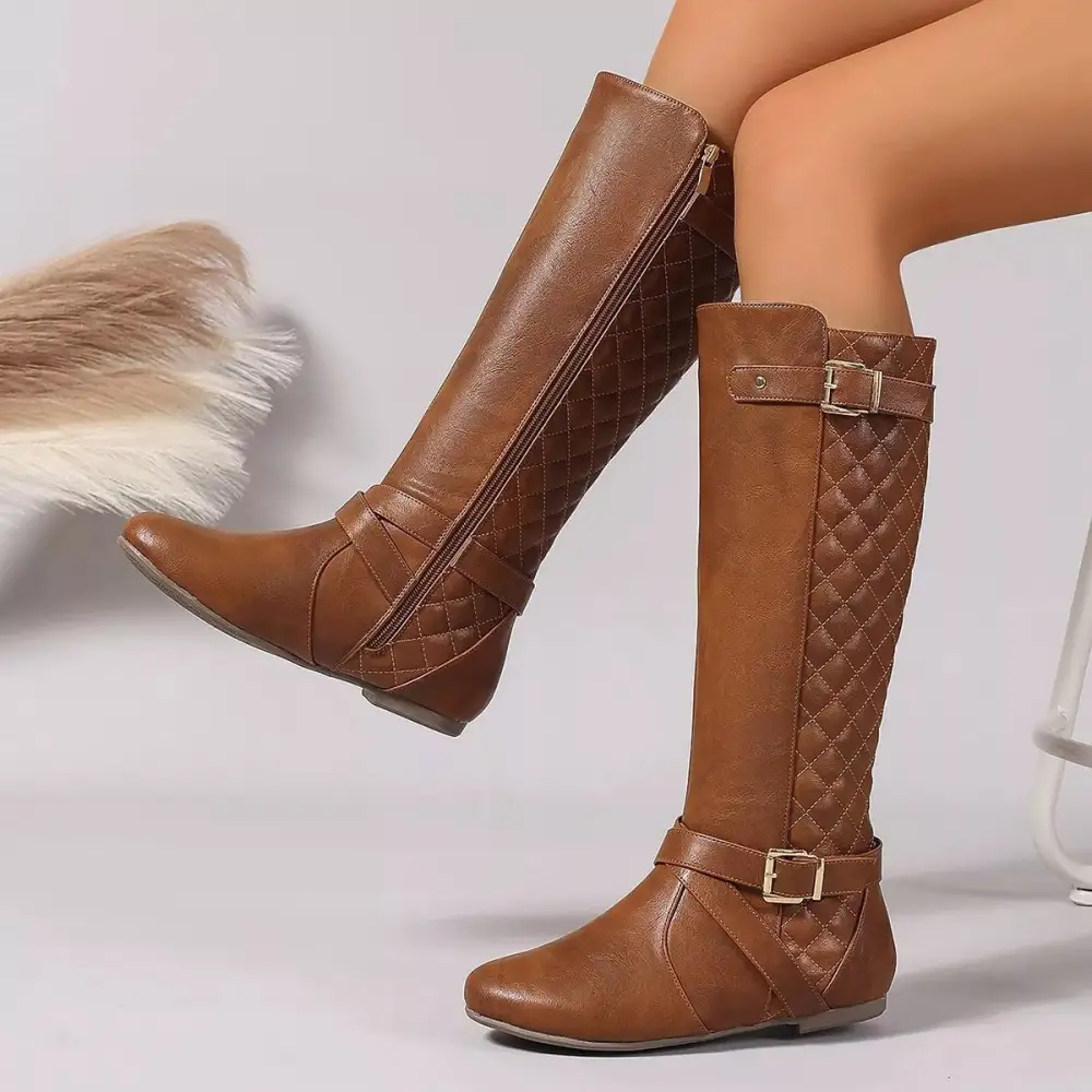 Round Toe Block Heels Boots