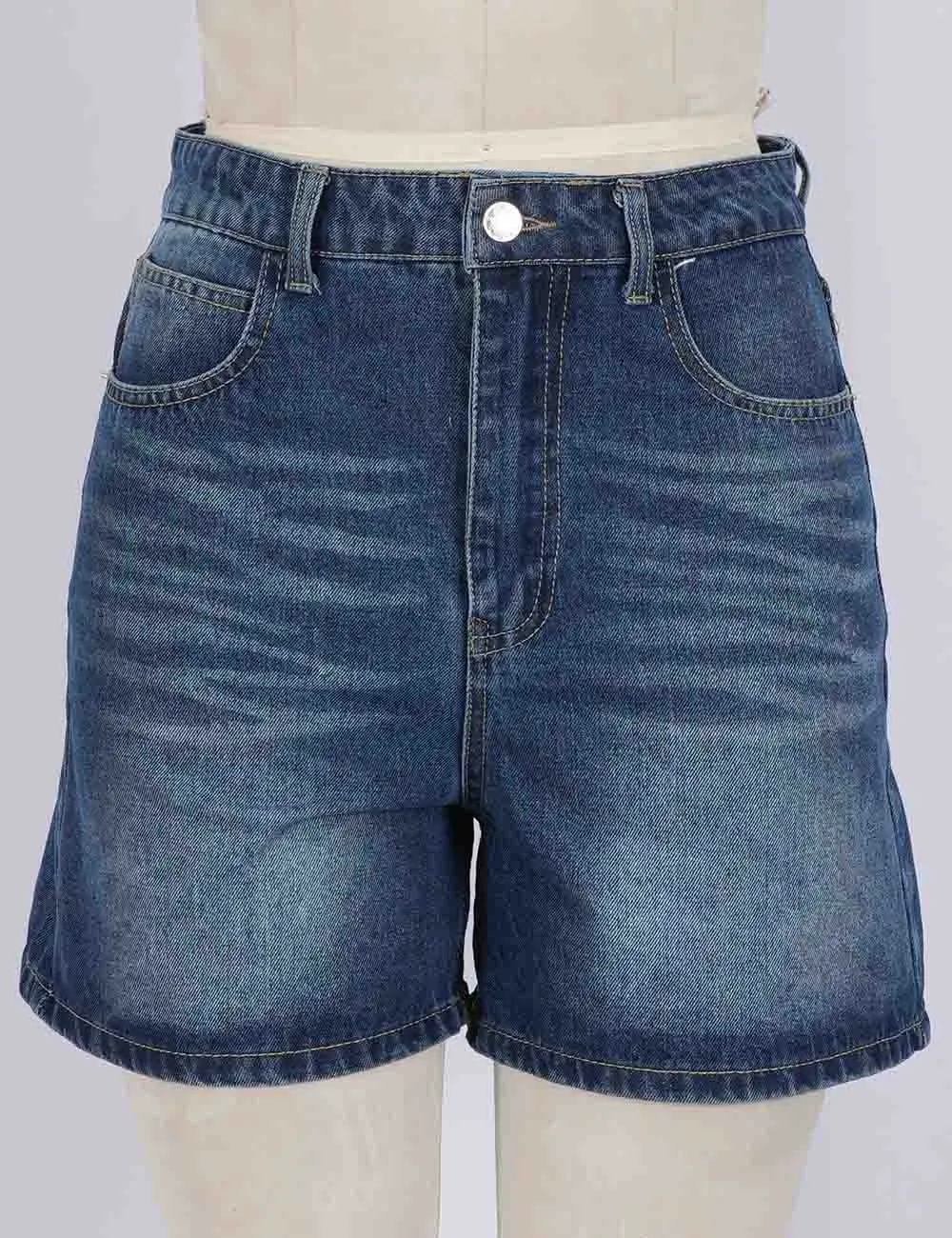 Casual Basic Jeans Wide Leg Denim Shorts