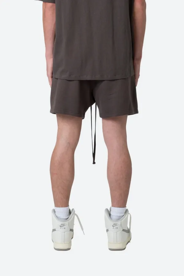 DARK BROWN ELASTIC WAIST LOUNGE SHORTS