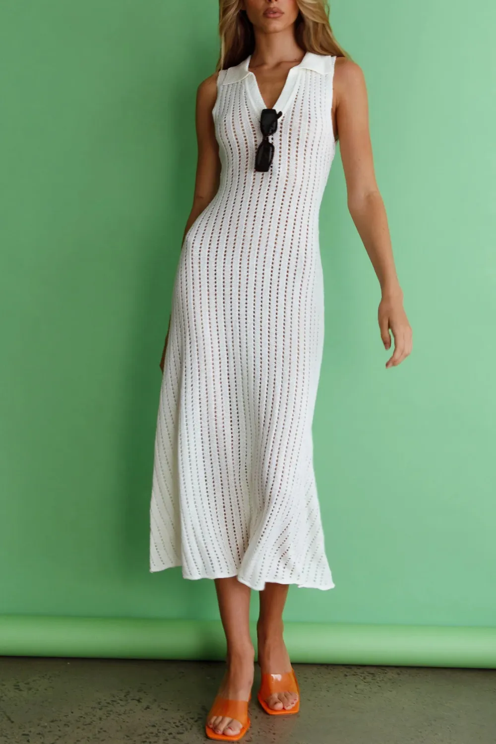 White Crochet Women's Holiday Dress
