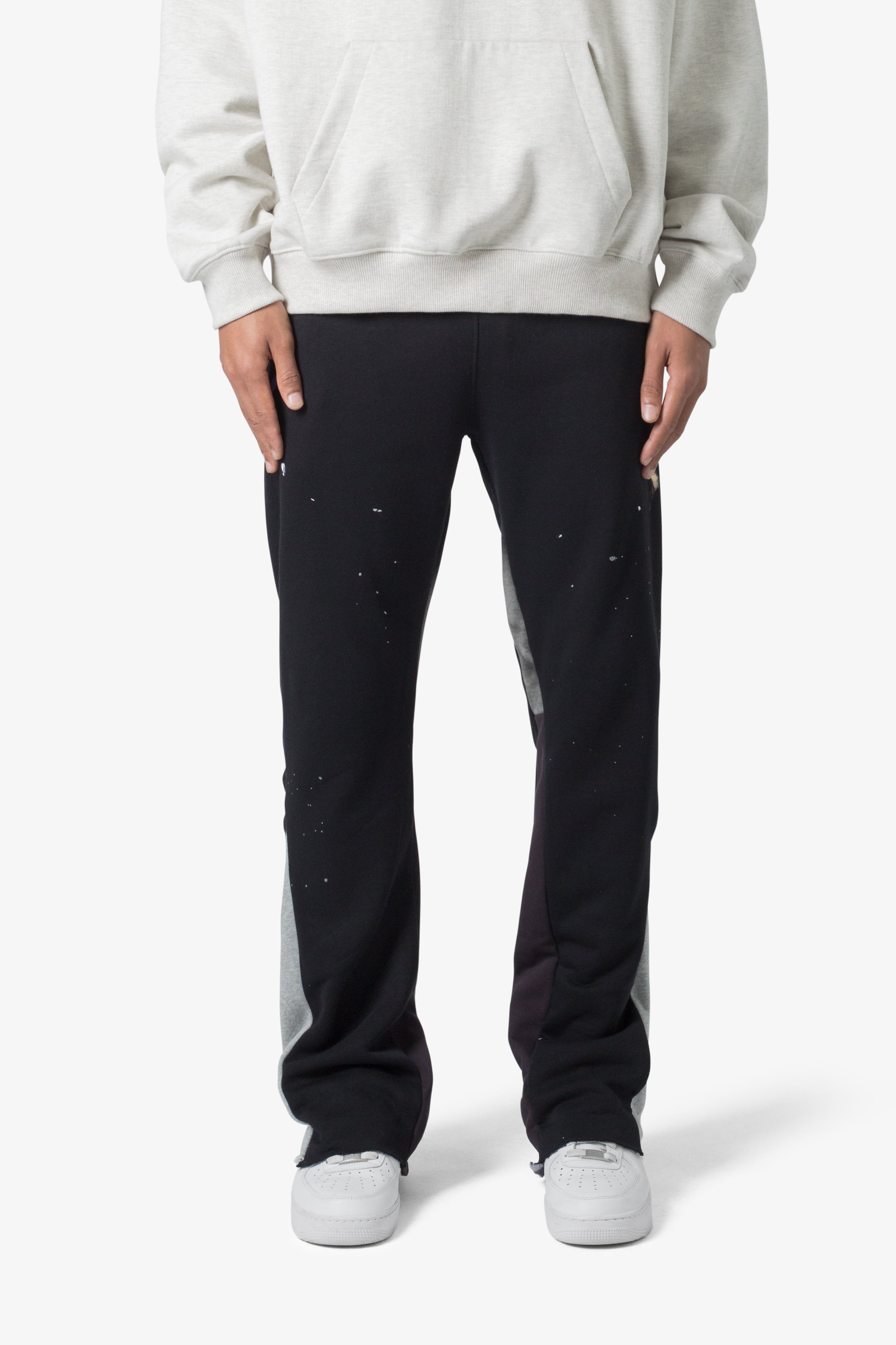 Contrast Bootcut Sweatpants - Black