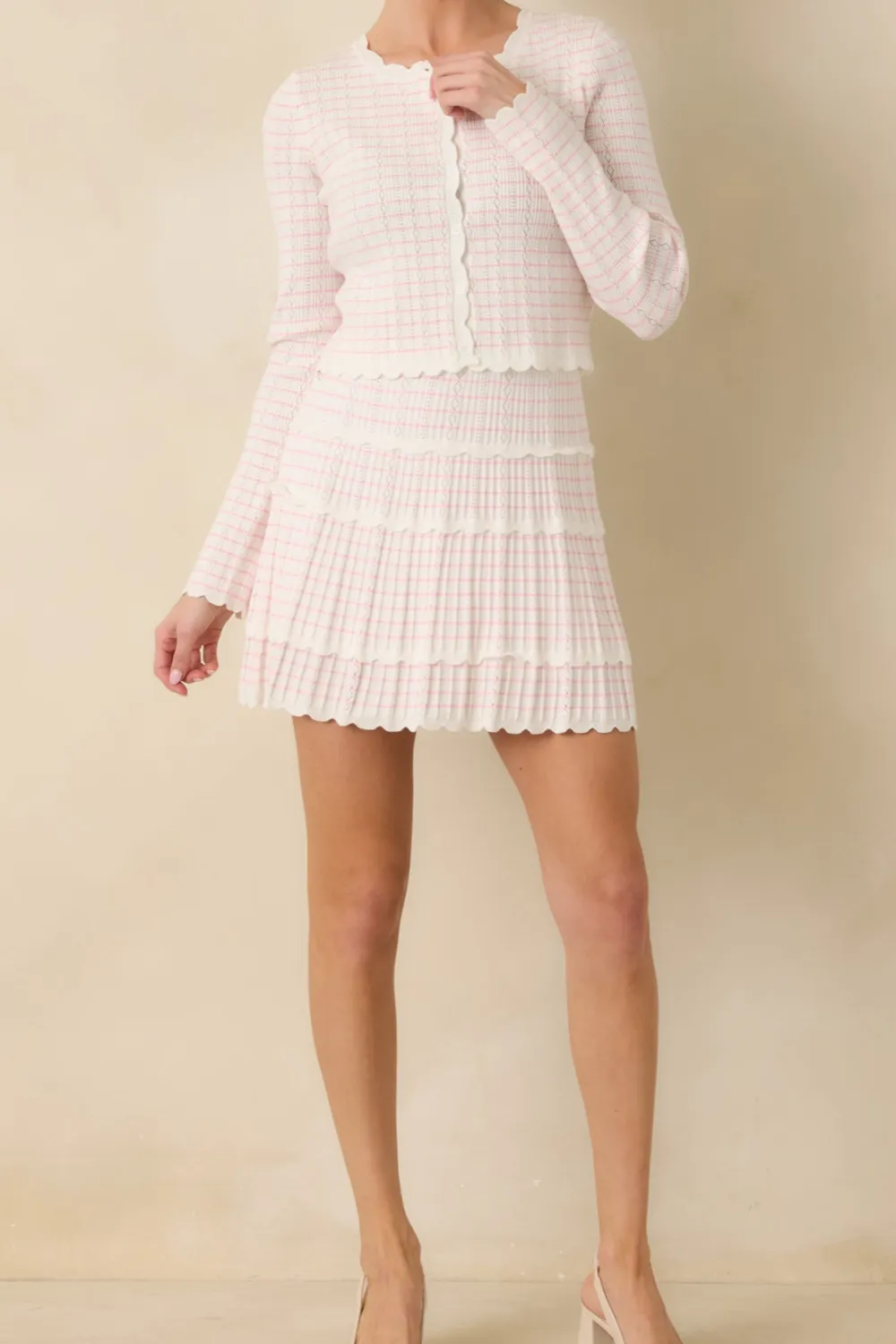 Stripe Pointelle Knit Mini Skirt