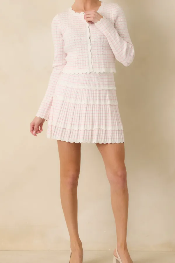 Stripe Pointelle Knit Mini Skirt