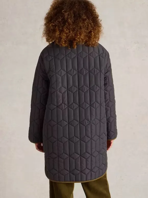 High Neck Lined Quilted Coat